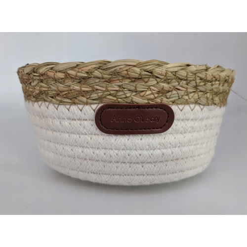 HAND MADE PLECIONY KOSZYK OSŁONKA 18 x 8 cm NA DROBIAZGI biały 020