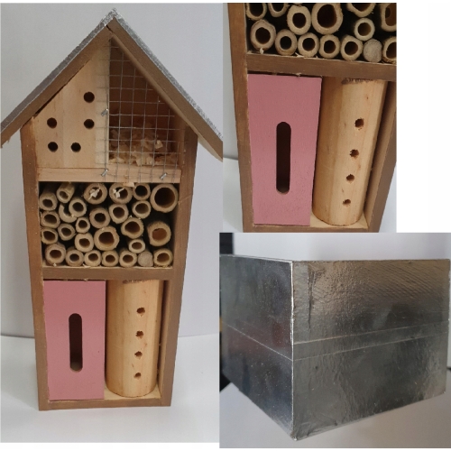 BUDKA LĘGOWA DOMEK HOTEL DLA OWADÓW MOTYLI Wym.3,5 cmx26cmx8,5cm MIX kolorów