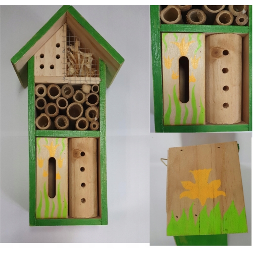 BUDKA LĘGOWA DOMEK HOTEL DLA OWADÓW MOTYLI Wym.3,5 cmx26cmx8,5cm MIX kolorów