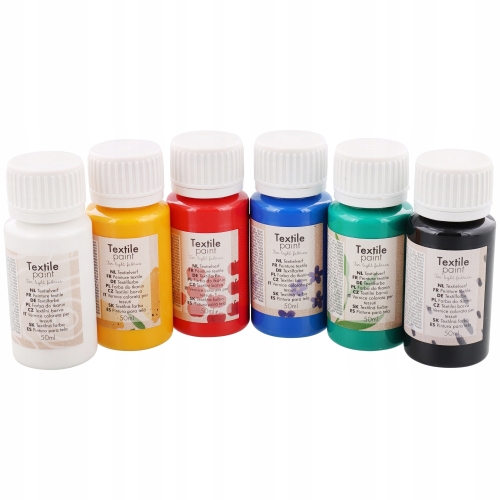 FARBY FARBA DO MALOWANIA TKANIN TEKSTYLI UBRAŃ RÓŻNE KOLORY 6 x 50 ml 46
