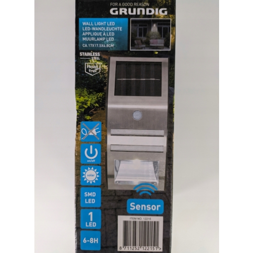 LAMPA SOLARNA ELEWACYJNA LED GRUNDIG ŚCIENNA CZUJNIKI RUCHU NOWOCZESNA