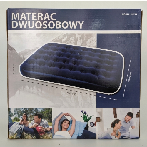 MATERAC DWUOSOBOWY DUŻY Joinco 192 x 135 x 22 cm 11747 + łatka niebieski