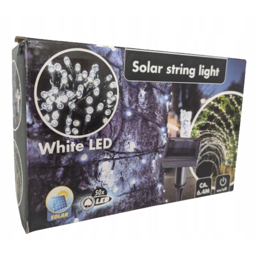 LAMPKI SOLARNE DO WBIJANIA 50 LED 6,4M ZEWNĘTRZNE OGRÓD BALKON TARAS