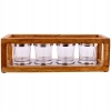 ŚWIECZNIK TEALIGHT 4 ŚWIECE Z DREWNA MANGO EFEKTOWNY 30,5 x 10 x 9,5
