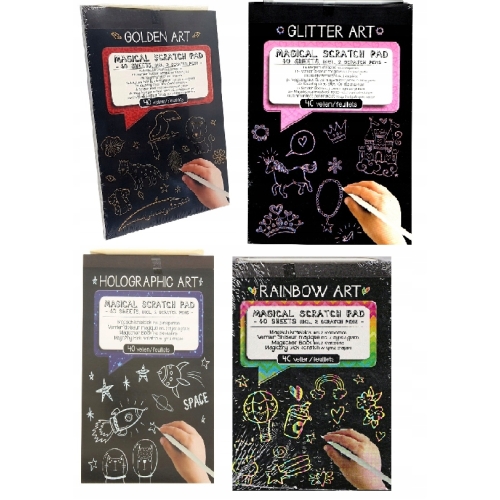 MAGICZNY ZESTAW ZDRAPKA WYDRAPYWANKA MIX 4 BLOKI ZESTAW Rainbow Art