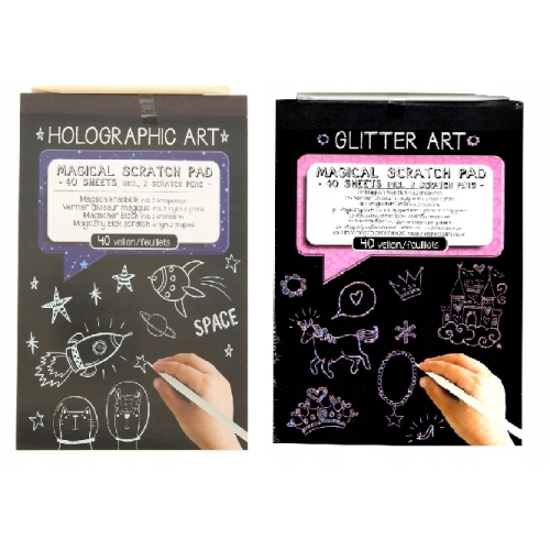 MAGICZNE BLOKI WYDRAPYWANKA ZDRAPKA HOLO + GLITTER ART 2 BLOKI zestaw