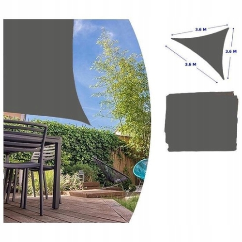 ŻAGIEL PARASOL OGRODOWY PRZECIWSŁONECZNY 5 m x 5 m GRAFIT Trójkąt