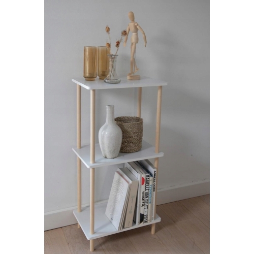 REGAŁ SZAFKA DREWNO SOSNOWE BIAŁY 3 PÓŁKI Home Accents Decorations 80,5 x40