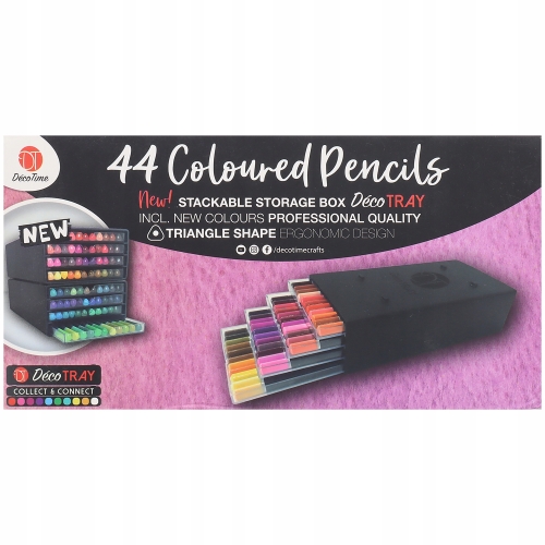 KREDKI OŁÓWKOWE 44 sztuki + SORTER RÓŻNE KOLORY DECOTIME PENCIL 85