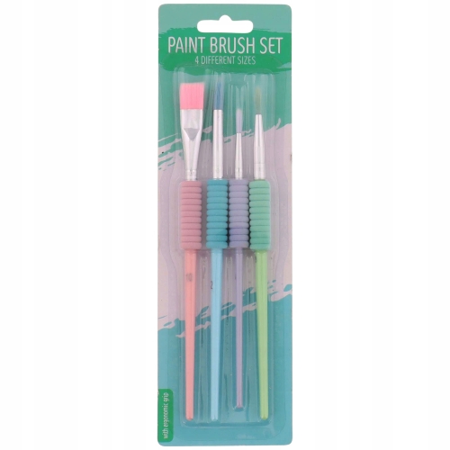 PĘDZLE ZESTAW 4 SZT PASTELOWE RÓŻNE RODZAJE KOLORY PAINT BRUSH SET 909