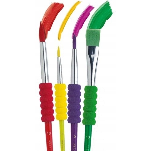 PĘDZLE ZESTAW 4 SZT PASTELOWE RÓŻNE RODZAJE KOLORY PAINT BRUSH SET 909