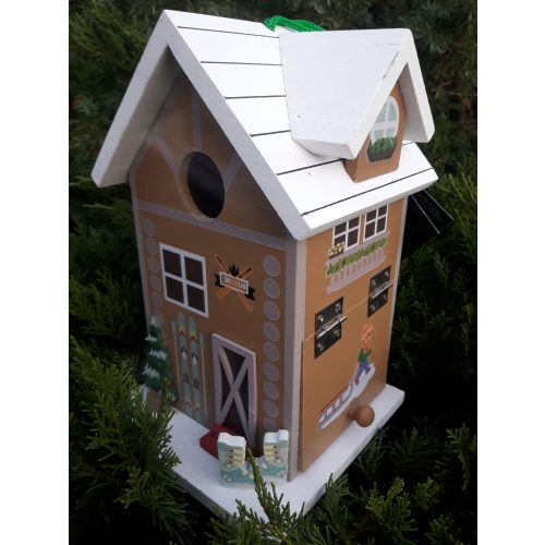 DOMEK DLA PTAKÓW DREWNIANY BUDKA LĘGOWA OZDOBNA wym. 14.5x14x5x23cm XL