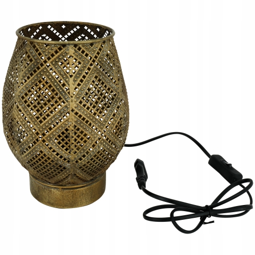 LAMPA STOŁOWA METALOWA AŻUROWA ZŁOTA GLAMOUR LM DESIGN LUMERO 927