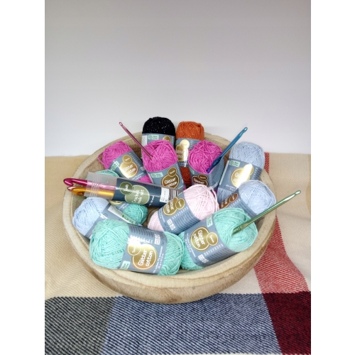 WŁÓCZKI BAWEŁNIANE ZESTAW 12 SZTUK MOTKÓW + 6 SZYDEŁEK 3-10mm RÓŻNE KOLORY