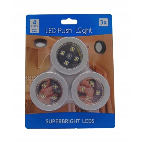 Lampka LAMPKI LED push meblowe dotykowe do szafy S Zestaw 3 szt SREBRNE