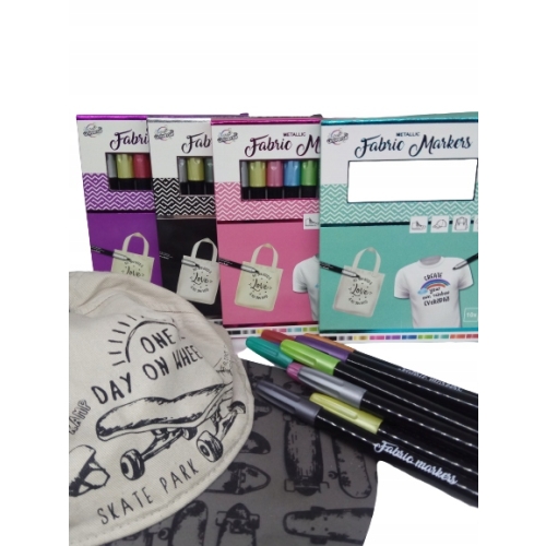 MARKERY DO MALOWANIA TKANIN KOLORY METALICZNE 10 SZT CRAFT UNIVERSE PINK