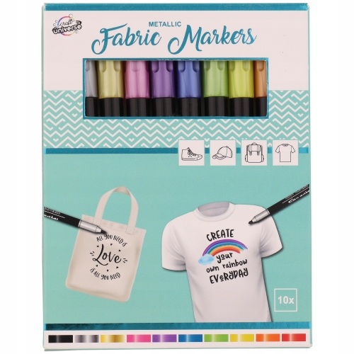 MARKERY DO MALOWANIA TKANIN KOLORY METALICZNE 10 SZT CRAFT UNIVERSE PINK