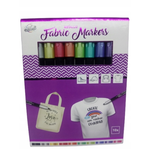 MARKERY DO MALOWANIA TKANIN KOLORY METALICZNE 10 SZT CRAFT UNIVERSE PINK