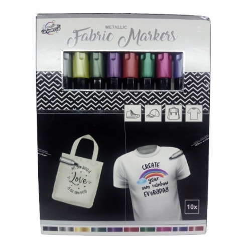 MARKERY DO MALOWANIA TKANIN KOLORY METALICZNE 10 SZT CRAFT UNIVERSE PINK