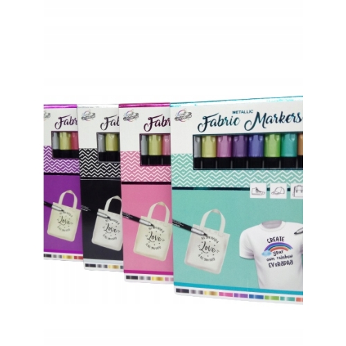 MARKERY DO MALOWANIA TKANIN KOLORY METALICZNE 10 SZT CRAFT UNIVERSE PINK