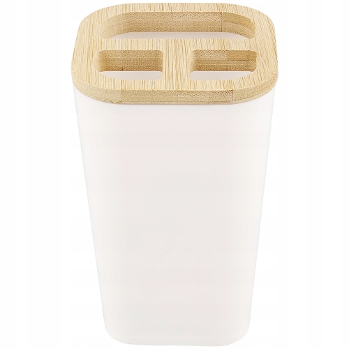 KUBEK KUBECZEK NA SZCZOTECZKI PLASTIKOWY CZARNY POJEMNIK BAMBUS ORGANIZER
