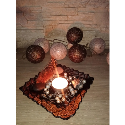 PIĘKNA TACA PATERA METALOWA OKRĄGŁA WZÓR GLAMOUR ZŁOTA 15x15cm