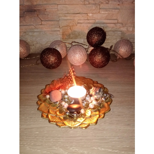 PIĘKNA TACA PATERA METALOWA OKRĄGŁA WZÓR GLAMOUR CZARNA 15x15cm