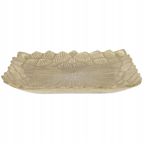 PIĘKNA TACA PATERA METALOWA KWADRATOWA GLAMOUR ZŁOTA WZÓR 15x15cm