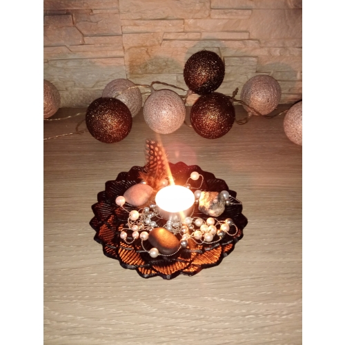 PIĘKNA TACA PATERA METALOWA KWADRATOWA GLAMOUR ZŁOTA WZÓR 15x15cm