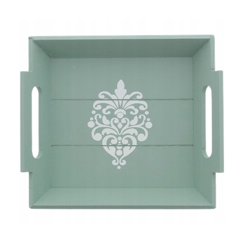 PIĘKNA TACA PATERA METALOWA KWADRATOWA GLAMOUR ZŁOTA WZÓR 15x15cm