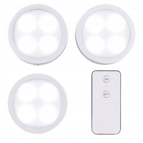 Lampki LED push meblowe dotykowe na pilota Zestaw 3 Lampek + Pilot