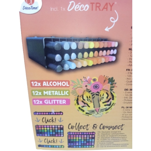 MARKERY METALICZNE ALKOHOLOWE PODWÓJNE 36 szt POMARAŃCZOWE GLITTER METALIC