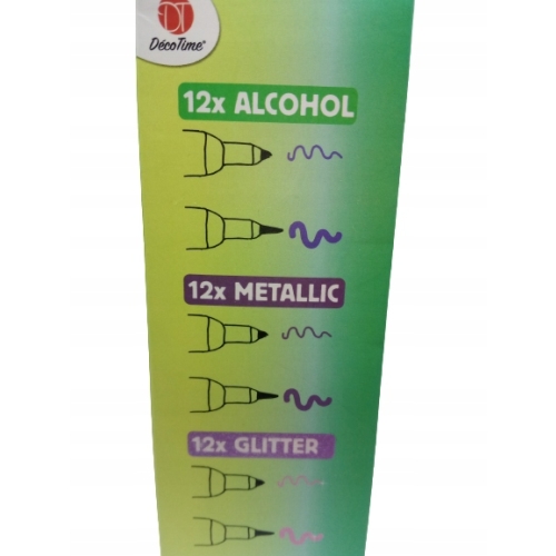 MARKERY METALICZNE ALKOHOLOWE PODWÓJNE 36 szt POMARAŃCZOWE GLITTER METALIC