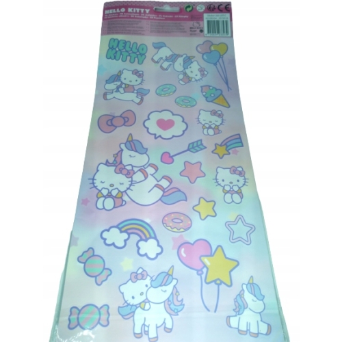 NAKLEJKI SAMOPRZYLEPNE HELLO KITTY ARKUSZ 50szt ROŻNE WZORY Z MOCNYM KLEJEM