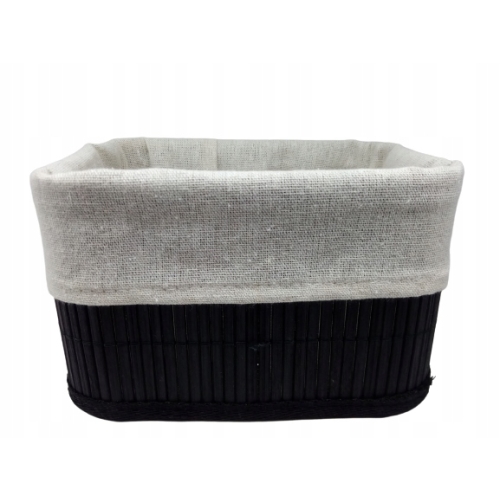 Koszyk bambusowy organizer z wyściółką do przechowywania czarny 12x14,5x20