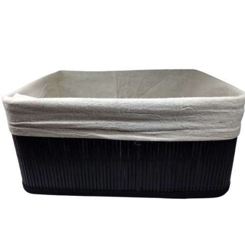 Koszyk bambusowy organizer z wyściółką do przechowywania czarny 14x25x33 cm