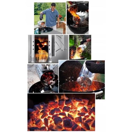 KOMIN DO ROZPALANIA GRILLA GRILA + SIATKA DO PIECZENIA 42 x 36 cm