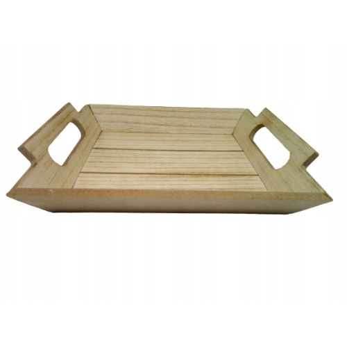 TACA DEKORACYJNA drewniana MDF z uchwytam Wymiary: 23 x 20 x 4,5 cm BEŻOWA