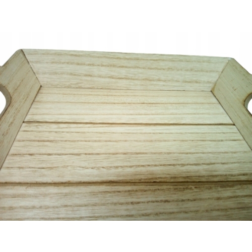 TACA DEKORACYJNA drewniana MDF z uchwytam Wymiary: 23 x 20 x 4,5 cm BEŻOWA