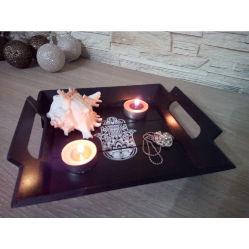 TACA DEKORACYJNA z uchwytami MDF 23x20cm WZÓR CZAR