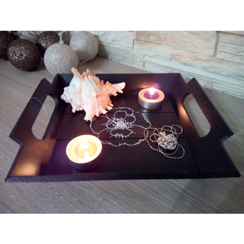 TACA DEKORACYJNA z uchwytami MDF 23x20cm WZÓR CZAR