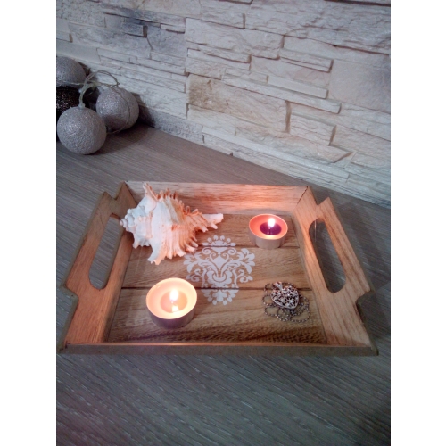 TACA DEKORACYJNA z uchwytami MDF 23x20cm WZÓR CZAR