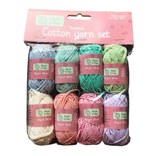 WŁÓCZKA BAWEŁNIANA zestaw w pudełku 20x25g kolorow