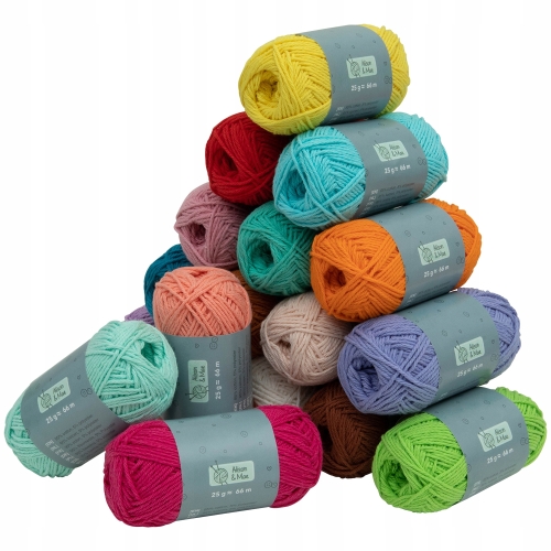 WŁÓCZKA BAWEŁNIANA zestaw w pudełku 20x25g kolorow