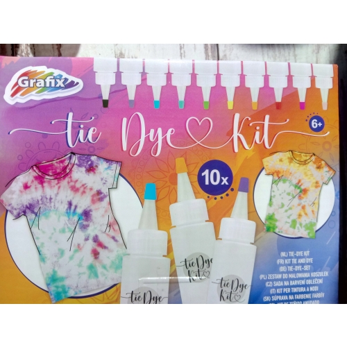 TIE DYE KIT BARWNIKI DO FARBOWANIA UBRAŃ BUTÓW 10x KOLOR GRAFIX zabawa DIY