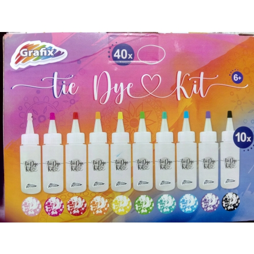 TIE DYE KIT BARWNIKI DO FARBOWANIA UBRAŃ BUTÓW 10x KOLOR GRAFIX zabawa DIY