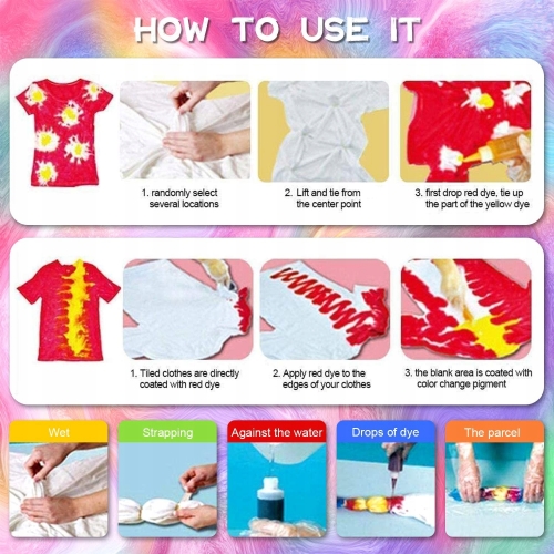 TIE DYE KIT BARWNIKI DO FARBOWANIA UBRAŃ BUTÓW 10x KOLOR GRAFIX zabawa DIY