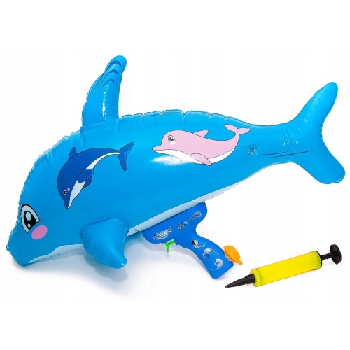 PISTOLET NA WODĘ DMUCHANY NIEBIESKI DELFIN Z POMPKĄ W ZESTAWIE MAX. 72 CM