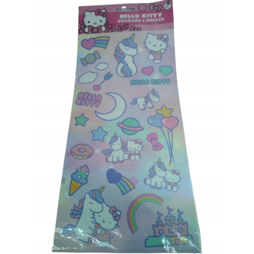 NAKLEJKI SAMOPRZYLEPNE HELLO KITTY ARKUSZ 50szt ROŻNE WZORY Z MOCNYM KLEJEM