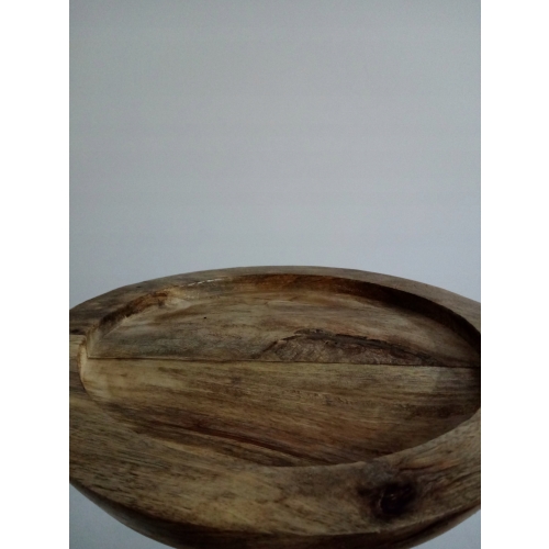 Taca z drewna MANGO duża rustykalna 29 cm OKRĄGŁA naturalna lakierowana